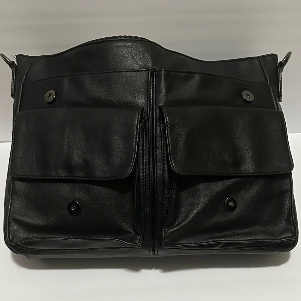 Steve Azar Black musician/laptop briefcase bag Leather NWT